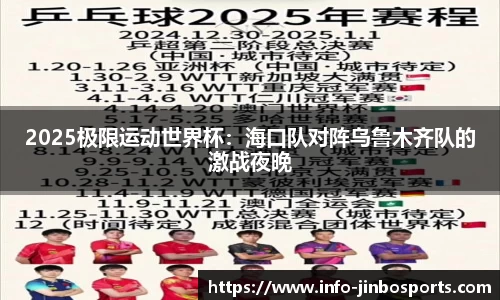 2025极限运动世界杯：海口队对阵乌鲁木齐队的激战夜晚